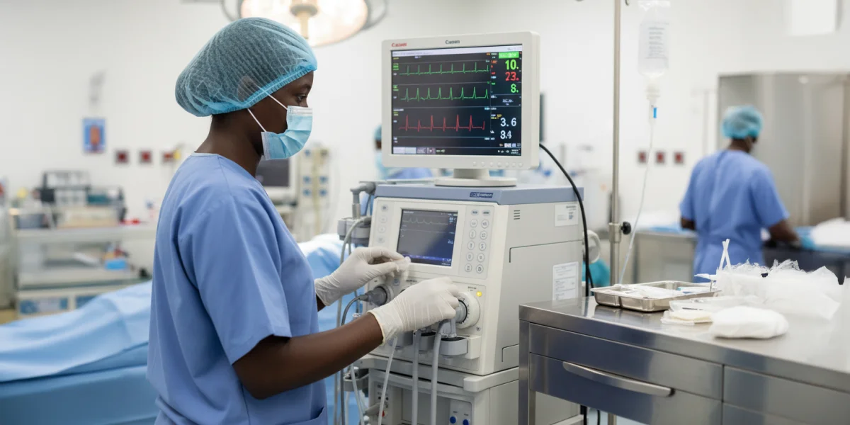 Certified registered nurse anesthetist in the operating room
